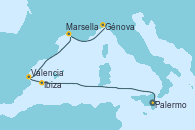 Visitando Palermo (Italia), Ibiza (España), Valencia, Marsella (Francia), Génova (Italia)