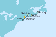Visitando Boston (Massachusetts), Portland (Maine/Estados Unidos), Halifax (Canadá), Sydney (Nueva Escocia/Canadá), Saint John (New Brunswick/Canadá), Boston (Massachusetts)