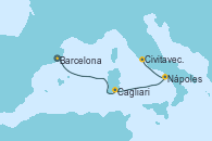 Visitando Barcelona, Cagliari (Cerdeña), Nápoles (Italia), Civitavecchia (Roma)