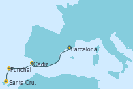 Visitando Barcelona, Cádiz (España), Funchal (Madeira), Santa Cruz de Tenerife (España)