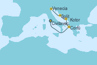 Visitando Civitavecchia (Roma), Corfú (Grecia), Kotor (Montenegro), Split (Croacia), Venecia (Italia)