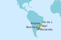 Visitando Montevideo (Uruguay), Itajaí (Brasil), Ilhabela (Brasil), Río de Janeiro (Brasil), Buenos aires