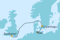Visitando Kiel (Alemania), Copenhague (Dinamarca), Southampton (Inglaterra)