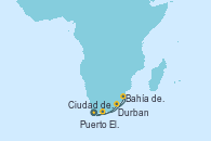 Visitando Ciudad del Cabo (Sudáfrica), Puerto Elizabeth (Sudáfrica), Bahía de Richards (Sudáfrica), Bahía de Richards (Sudáfrica), Durban (Sudáfrica), Durban (Sudáfrica), Ciudad del Cabo (Sudáfrica), Ciudad del Cabo (Sudáfrica), Ciudad del Cabo (Sudáfrica), Ciudad del Cabo (Sudáfrica)