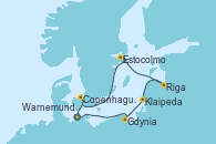 Visitando Warnemunde (Alemania), Gdynia (Polonia), Klaipeda (Lituania), Riga (Letonia), Estocolmo (Suecia), Copenhague (Dinamarca), Warnemunde (Alemania)