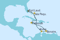 Visitando Fort Lauderdale (Florida/EEUU), Falmouth (Jamaica), Bonaire (Países Bajos), Aruba (Antillas), Isla Pequeña (San Salvador/Bahamas), Fort Lauderdale (Florida/EEUU)