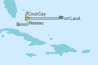 Visitando Fort Lauderdale (Florida/EEUU), Nassau (Bahamas), CocoCay (Bahamas), Bimini (Bahamas), Fort Lauderdale (Florida/EEUU)