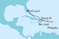Visitando Fort Lauderdale (Florida/EEUU), Puerto Plata, Republica Dominicana, San Juan (Puerto Rico), Philipsburg (St. Maarten), Fort Lauderdale (Florida/EEUU)
