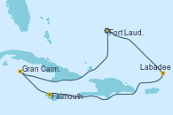 Visitando Fort Lauderdale (Florida/EEUU), Labadee (Haiti), Falmouth (Jamaica), Gran Caimán (Islas Caimán), Fort Lauderdale (Florida/EEUU)