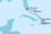 Visitando Fort Lauderdale (Florida/EEUU), Labadee (Haiti), Puerto Plata, Republica Dominicana, Nassau (Bahamas), Fort Lauderdale (Florida/EEUU)