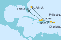 Visitando Fort Lauderdale (Florida/EEUU), Labadee (Haiti), Puerto Plata, Republica Dominicana, Charlotte Amalie (St. Thomas), Philipsburg (St. Maarten), St. John´s (Antigua y Barbuda), Fort Lauderdale (Florida/EEUU)