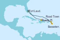 Visitando Fort Lauderdale (Florida/EEUU), Basseterre (Antillas), Road Town (Isla Tórtola/Islas Vírgenes), Puerto Plata, Republica Dominicana, Fort Lauderdale (Florida/EEUU)