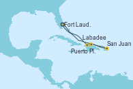 Visitando Fort Lauderdale (Florida/EEUU), Labadee (Haiti), Puerto Plata, Republica Dominicana, San Juan (Puerto Rico), Fort Lauderdale (Florida/EEUU)
