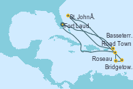 Visitando Fort Lauderdale (Florida/EEUU), Road Town (Isla Tórtola/Islas Vírgenes), St. John´s (Antigua y Barbuda), Bridgetown (Barbados), Roseau (Dominica), Basseterre (Antillas), Fort Lauderdale (Florida/EEUU)