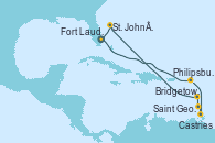 Visitando Fort Lauderdale (Florida/EEUU), Philipsburg (St. Maarten), Castries (Santa Lucía/Caribe), Saint George (Grenada), Bridgetown (Barbados), St. John´s (Antigua y Barbuda), Fort Lauderdale (Florida/EEUU)