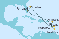 Visitando Fort Lauderdale (Florida/EEUU), Philipsburg (St. Maarten), Roseau (Dominica), Saint George (Grenada), Bridgetown (Barbados), St. John´s (Antigua y Barbuda), Fort Lauderdale (Florida/EEUU)
