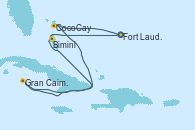 Visitando Fort Lauderdale (Florida/EEUU), CocoCay (Bahamas), Gran Caimán (Islas Caimán), Bimini (Bahamas), Fort Lauderdale (Florida/EEUU)
