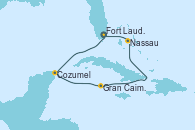 Visitando Fort Lauderdale (Florida/EEUU), Cozumel (México), Gran Caimán (Islas Caimán), Nassau (Bahamas), Fort Lauderdale (Florida/EEUU)