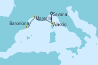 Visitando Savona (Italia), Ajaccio (Córcega), Marsella (Francia), Barcelona