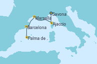 Visitando Savona (Italia), Ajaccio (Córcega), Marsella (Francia), Barcelona, Palma de Mallorca (España)