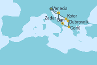 Visitando Venecia (Italia), Dubrovnik (Croacia), Kotor (Montenegro), Corfú (Grecia), Bari (Italia), Zadar (Croacia), Venecia (Italia)