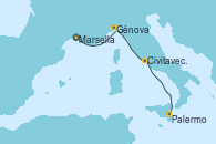 Visitando Marsella (Francia), Génova (Italia), Civitavecchia (Roma), Palermo (Italia)