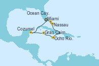 Visitando Miami (Florida/EEUU), Nassau (Bahamas), Ocean Cay MSC Marine Reserve (Bahamas), Ocho Ríos (Jamaica), Gran Caimán (Islas Caimán), Cozumel (México), Miami (Florida/EEUU)