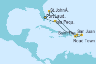 Visitando Fort Lauderdale (Florida/EEUU), St. John´s (Antigua y Barbuda), Saint Thomas (Islas Vírgenes), Road Town (Isla Tórtola/Islas Vírgenes), San Juan (Puerto Rico), Isla Pequeña (San Salvador/Bahamas), Fort Lauderdale (Florida/EEUU)