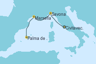 Visitando Civitavecchia (Roma), Savona (Italia), Marsella (Francia), Palma de Mallorca (España)