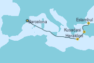 Visitando Barcelona, Heraklion (Creta), Kusadasi (Efeso/Turquía), Estambul (Turquía), Estambul (Turquía)