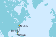 Visitando Norfolk (Virginia/EEUU), CELEBRATION KEY, THE BAHAMAS, Nassau (Bahamas), Bimini (Bahamas), Norfolk (Virginia/EEUU)