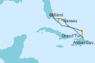Visitando Miami (Florida/EEUU), Nassau (Bahamas), Amber Cove (República Dominicana), Grand Turks(Turks & Caicos), Miami (Florida/EEUU)