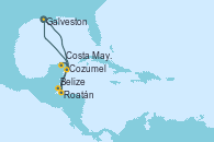 Visitando Galveston (Texas), Roatán (Honduras), Belize (Caribe), Costa Maya (México), Cozumel (México), Galveston (Texas)