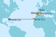 Visitando Puerto Cañaveral (Florida), CELEBRATION KEY, THE BAHAMAS, Santa Cruz de Tenerife (España), Cádiz (España), Málaga, Barcelona