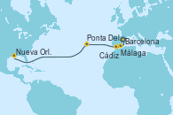 Visitando Barcelona, Málaga, Cádiz (España), Ponta Delgada (Azores), Nueva Orleans (Luisiana)