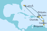 Visitando San Juan (Puerto Rico), Charlotte Amalie (St. Thomas), St. John´s (Antigua y Barbuda), Philipsburg (St. Maarten), Castries (Santa Lucía/Caribe), Bridgetown (Barbados), San Juan (Puerto Rico)