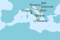Visitando Civitavecchia (Roma), Nápoles (Italia), Messina (Sicilia), Kotor (Montenegro), Dubrovnik (Croacia), Split (Croacia), Ravenna (Italia)