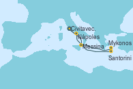 Visitando Civitavecchia (Roma), Messina (Sicilia), Santorini (Grecia), Mykonos (Grecia), Nápoles (Italia), Civitavecchia (Roma)