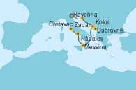 Visitando Ravenna (Italia), Zadar (Croacia), Dubrovnik (Croacia), Kotor (Montenegro), Messina (Sicilia), Nápoles (Italia), Civitavecchia (Roma)