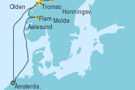Visitando Ámsterdam (Holanda), Flam (Noruega), Tromso (Noruega), Honningsvag (Noruega), Molde (Noruega), Olden (Noruega), Aalesund (Noruega), Ámsterdam (Holanda)