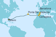 Visitando Miami (Florida/EEUU), Ponta Delgada (Azores), Cartagena (Murcia), Valencia, Barcelona