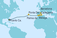 Visitando Puerto Cañaveral (Florida), Ponta Delgada (Azores), Málaga, Cartagena (Murcia), Palma de Mallorca (España), Barcelona