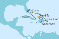 Visitando Fort Lauderdale (Florida/EEUU), Princess Cays (Caribe), San Juan (Puerto Rico), Grand Turks(Turks & Caicos), Amber Cove (República Dominicana), Fort Lauderdale (Florida/EEUU)