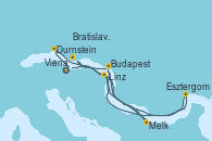 Visitando Viena (Austria), Viena (Austria), Melk (Austria), Durnstein (Austria), Linz (Austria), Bratislava (Eslovaquia), Budapest (Hungría), Esztergom (Hungría), Viena (Austria)