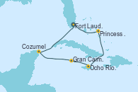 Visitando Fort Lauderdale (Florida/EEUU), Princess Cays (Caribe), Ocho Ríos (Jamaica), Gran Caimán (Islas Caimán), Cozumel (México), Fort Lauderdale (Florida/EEUU)