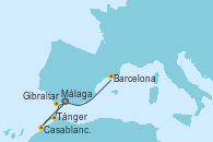 Visitando Málaga, Tánger (Marruecos), Casablanca (Marruecos), Casablanca (Marruecos), Gibraltar (Inglaterra), Barcelona