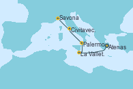 Visitando Atenas (Grecia), La Valletta (Malta), Palermo (Italia), Civitavecchia (Roma), Savona (Italia)