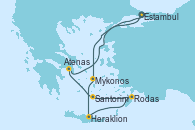 Visitando Estambul (Turquía), Mykonos (Grecia), Heraklion (Creta), Rodas (Grecia), Santorini (Grecia), Atenas (Grecia), Estambul (Turquía)