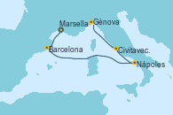 Visitando Marsella (Francia), Barcelona, Nápoles (Italia), Civitavecchia (Roma), Génova (Italia)