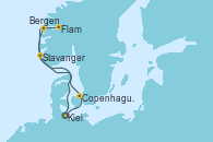 Visitando Kiel (Alemania), Copenhague (Dinamarca), Flam (Noruega), Bergen (Noruega), Stavanger (Noruega), Kiel (Alemania)